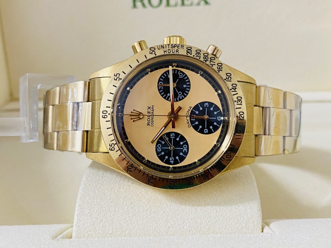 Daytona Paul Newman Vintage ref. 6245 vetro plexi oro e chamapgne